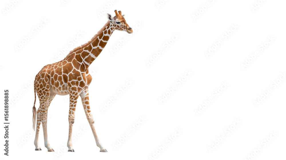 Obraz premium Giraffe Standing Tall Isolated on Transparent Background
