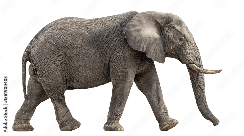 Fototapeta premium African Elephant Walking Isolated on Transparent Background