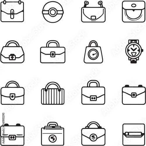 Purse Black Line Editable Icons set
