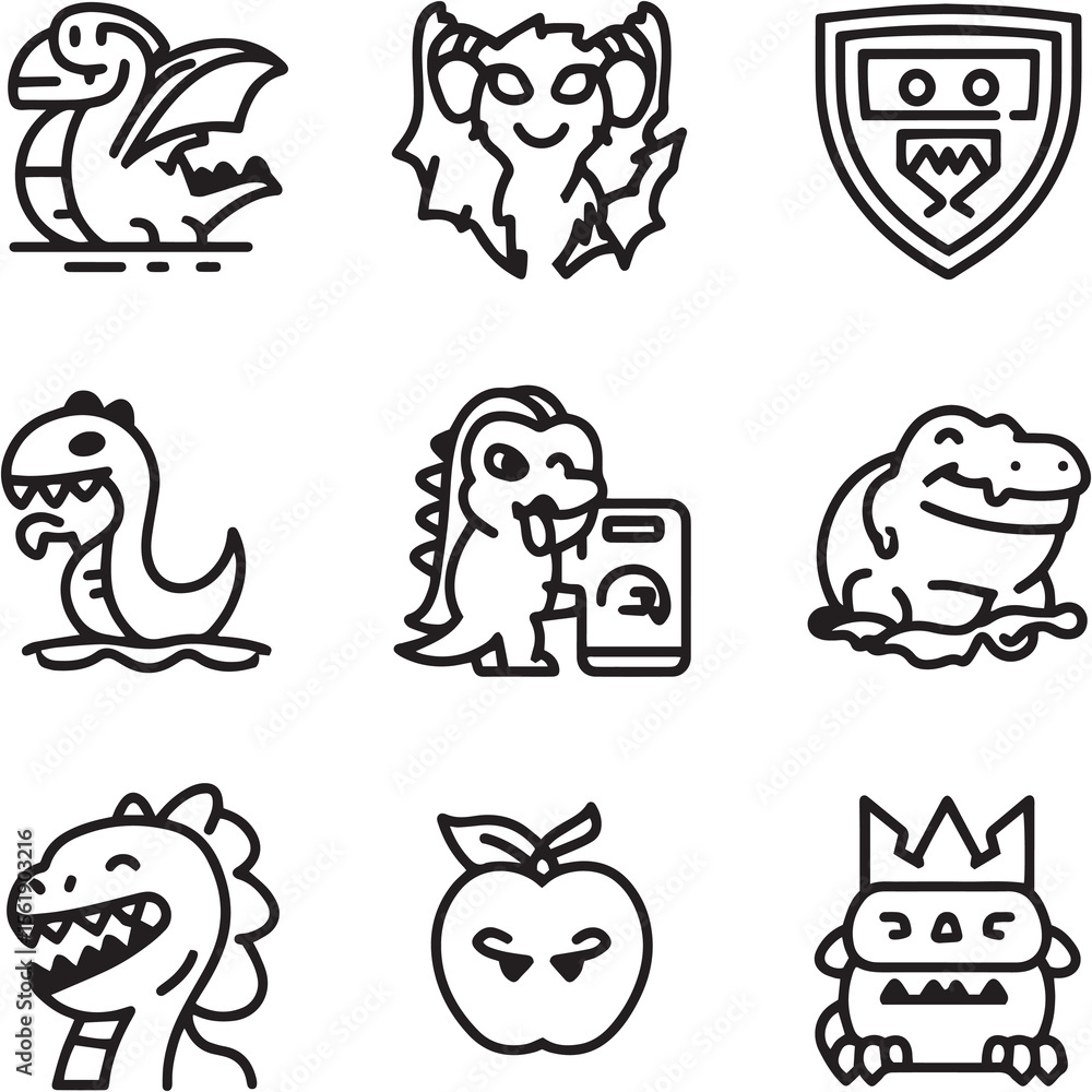 Snapdragon Black Line Editable Icons set Snapdragon Black Line Editable Icons set