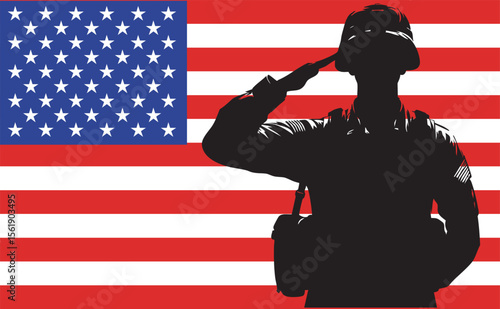 Saluting Soldier Silhouette Vector Art


