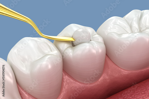 Obraz na plátně Toth restoration with filling. Tooth 3D illustration.