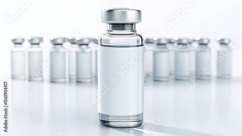 Crimp Top Headspace Vials with white blank label with blur background
