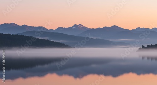 Wallpaper Mural Serene Pastel Sunrise Misty Mountain Lake Reflection Torontodigital.ca