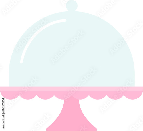 
Cake Stand with Dome Cover Flat Vector.
Pink Dessert Display Illustration Isolated.
Glass Cloche and Cake Tray Clipart.
Transparent background.svg.