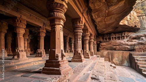 Badami's ancient caves are carved into rock. They are located in India.