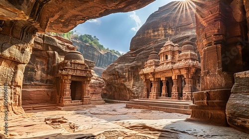 Badami's ancient caves are carved into rock. They are located in India.