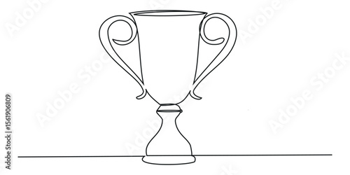 Winner trophy cup continuous one line drawing. Trophy cup line art vector illustration. Winner trophy single line icon drawing. Winner trophy symbol. vector illustration,