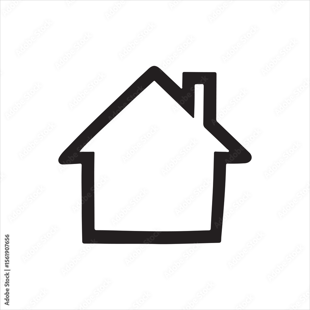 Simple House Icon – Hand-Drawn Home Outline Symbol Simple House Icon – Hand-Drawn Home Outline Symbol