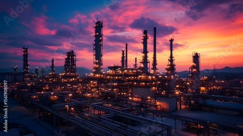 Wallpaper Mural oil refinery at twilight Torontodigital.ca