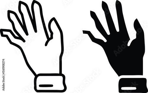 Hand Gesture Icon – Raised Palm Symbol for Hello, Wave, Human, and Communication Design