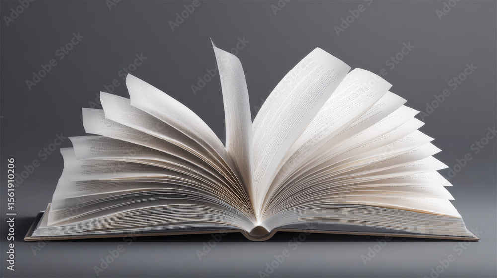 Obraz premium A realistic side-angle mockup of an open book with flipping pages