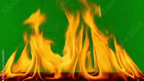Realistic Fire Flames Animation on Green Screen