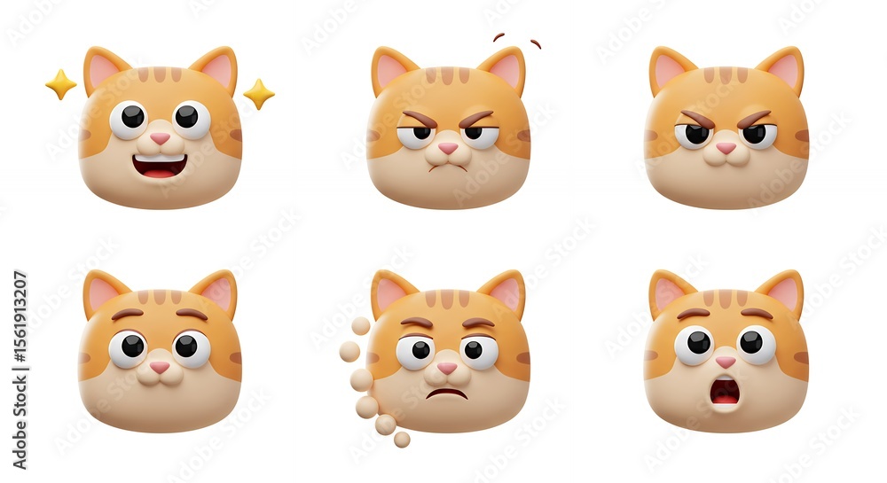 Cartoon cat faces set Cartoon cat faces set