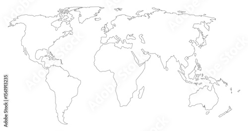 world map line style hand draw illustration