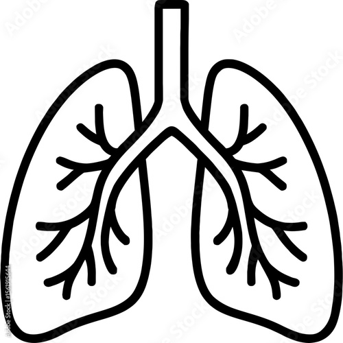 Human lungs outline icon vector