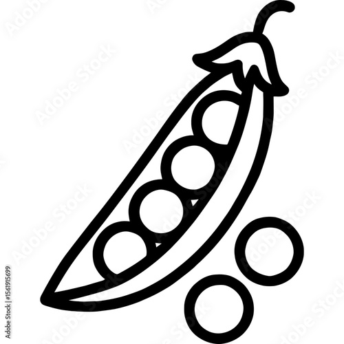 Peas in pod outline icon vector