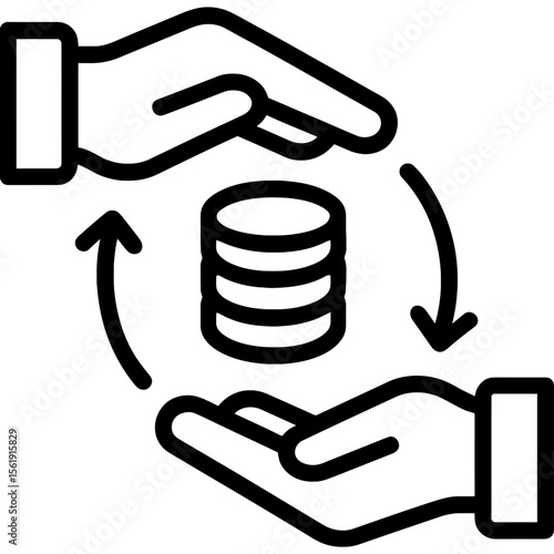 Coins exchange outline icon vector