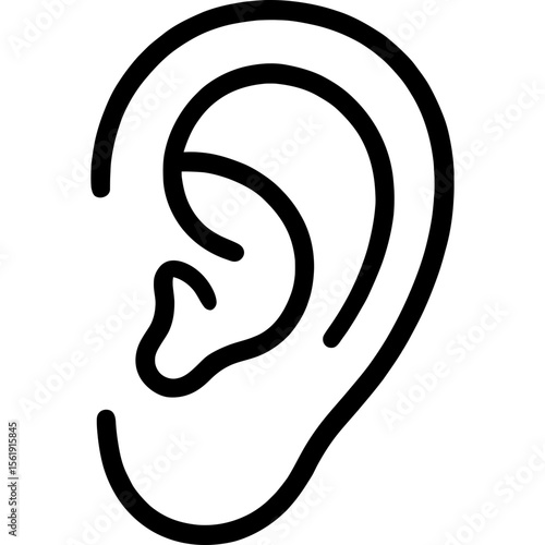 Human ear outline icon vector