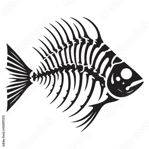 A study in aquatic simplicity – Fish skeleton silhouette paired with minimal Fish skeleton vector – Fish skeleton illustration

