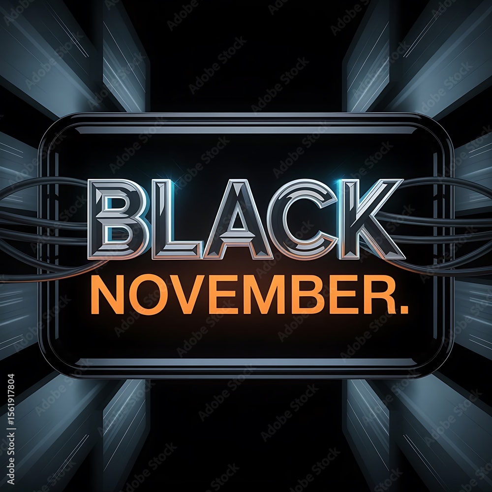 Obraz premium Modern Black November Banner with Glossy Text and Tech Inspired Design