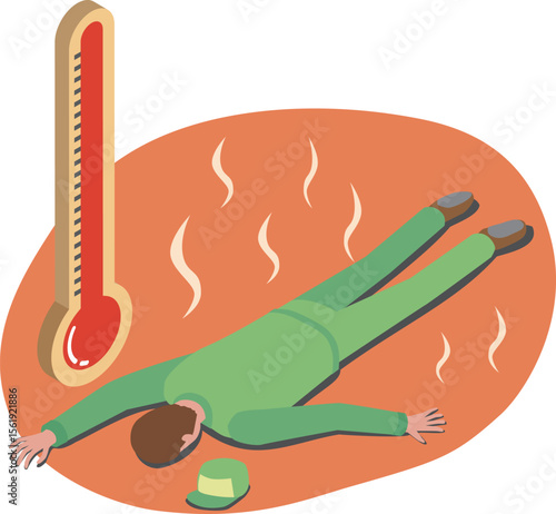 熱中症で倒れる男性作業員