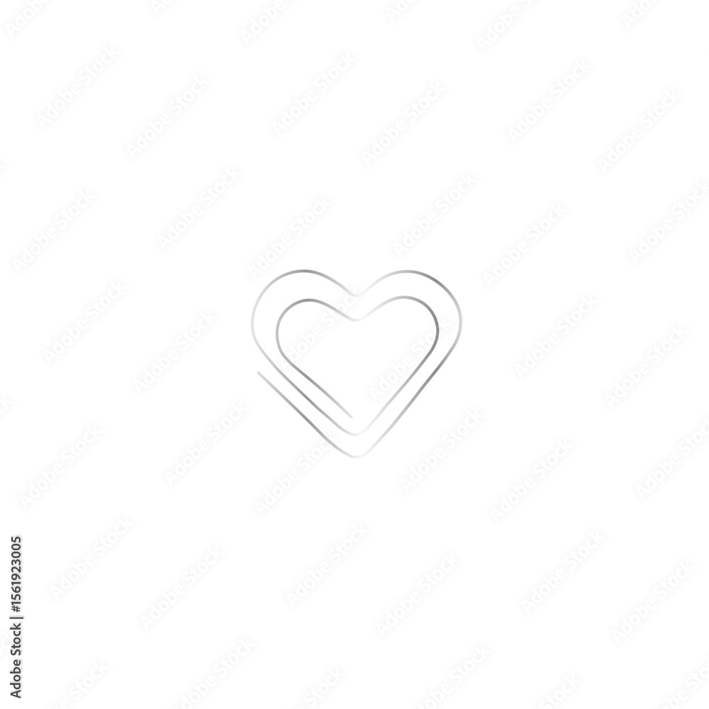 Silver Paperclip Heart, for paper, notepad, notes, connection Silver Paperclip Heart, for paper, notepad, notes, connection