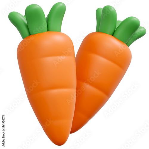 3D Cute Carrot Isolated on Transparent Background