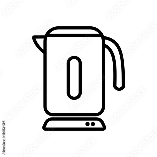 電気ケトルのシンプルな線画ベクターアイコン（白背景・家庭用キッチン家電）