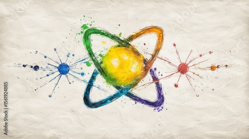 Obraz na plátně Vintage Scientific Illustration of Reimagined Atomic Structure