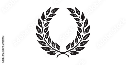 Classic laurel wreath emblem with detailed leaves silhouette