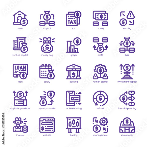 Capital Gains Icon pack for your website, mobile, presentation, and logo design. Capital Gains Icon line basic color design. Vector graphics illustration and editable stroke.