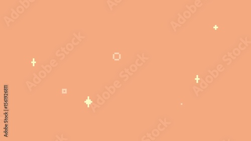 Twinkle Stars in 8-bit Pixel Art, Orange Looping Background