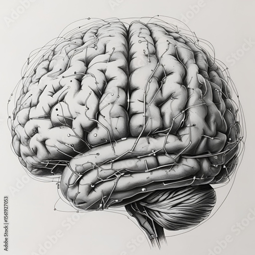 Detailed Human Brain Anatomy Illustration: Neurological Study
