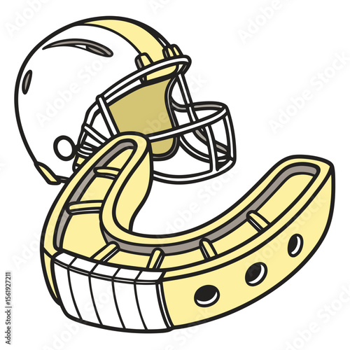 Yellow mouthguard and helmet rugby sports