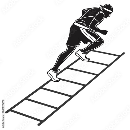 Athlete running agility ladder training sports
