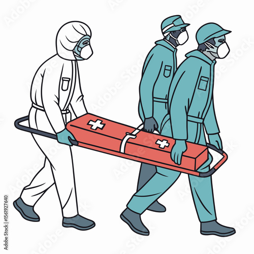 Medical personnel carrying stretcher team
