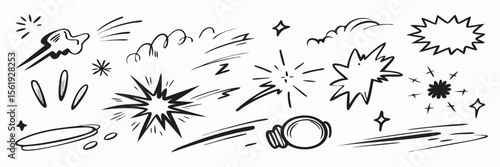 Hand-drawn Comic Book Explosion Effects & Motion Elements
