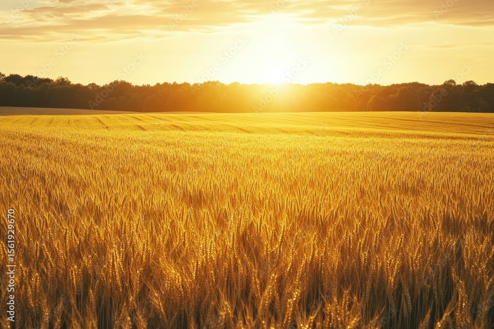 Obraz premium Golden Wheat Field at Sunset
