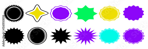 Colorful Starburst and Circle Shapes: Design Elements