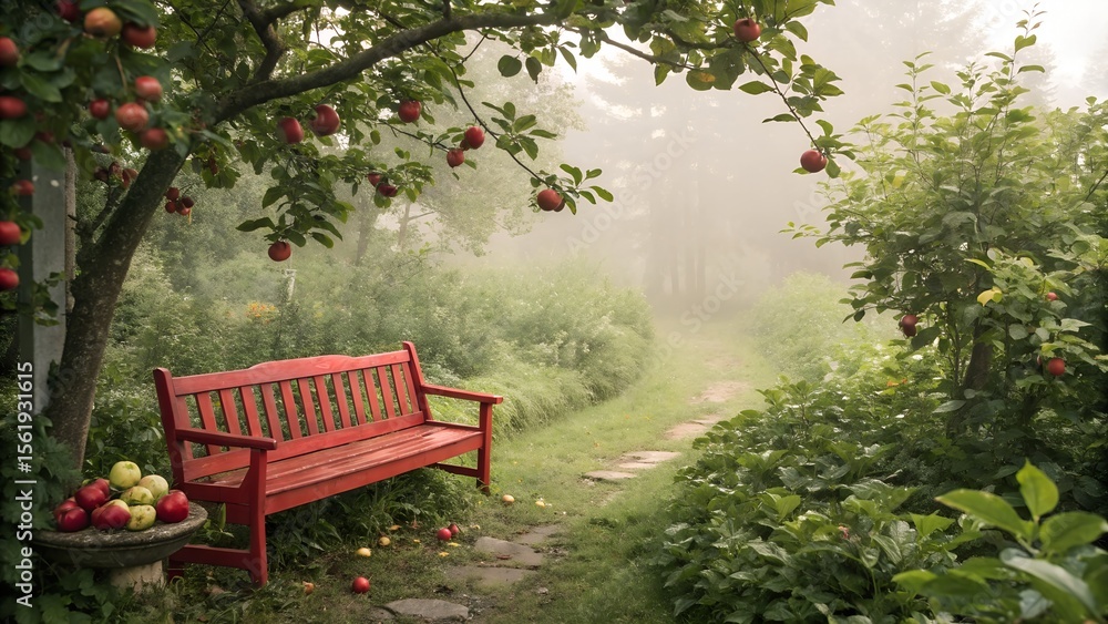 Obraz premium Bench In The Park, Ai Generated