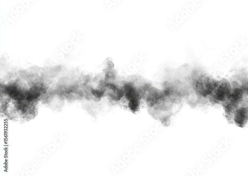 Abstract grayscale smoky cloud band on white background