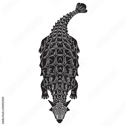 The low-slung tank of dinosaurs – Ankylosaurus silhouette drawn as a strong Ankylosaurus vector – Ankylosaurus illustration

