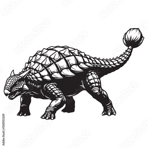 Shielded from predators – Ankylosaurus silhouette detailed in angular Ankylosaurus vector – Ankylosaurus illustration

