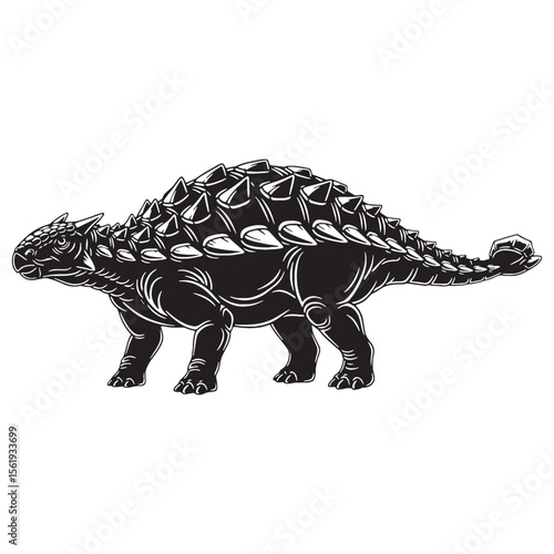 A living tank of the Cretaceous – Ankylosaurus silhouette in sharp Ankylosaurus vector – Ankylosaurus illustration

