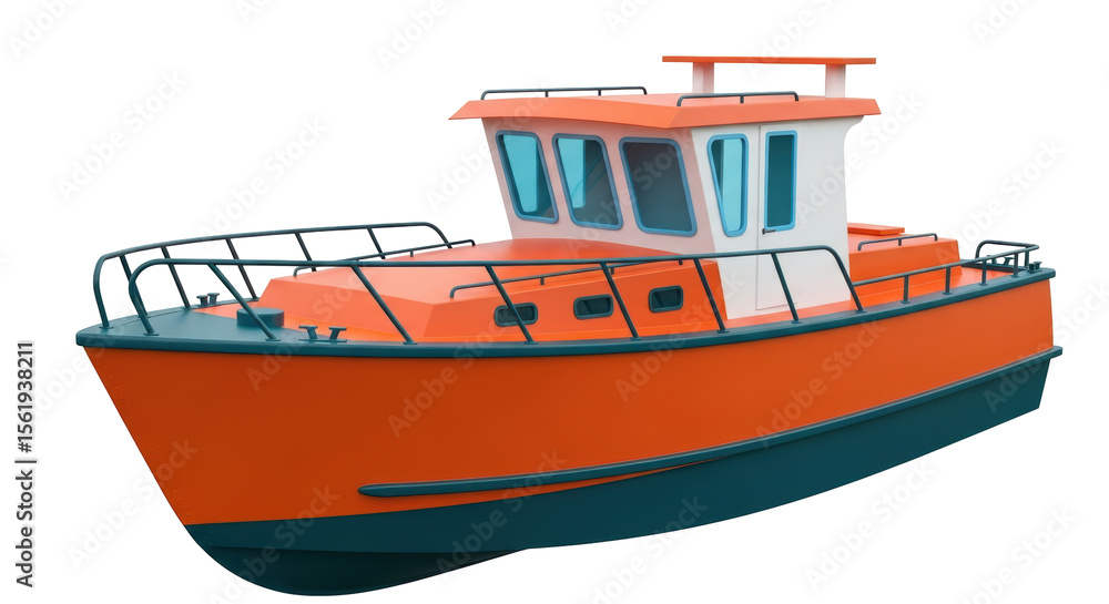 Fototapeta premium Isolated Orange Fishing Boat