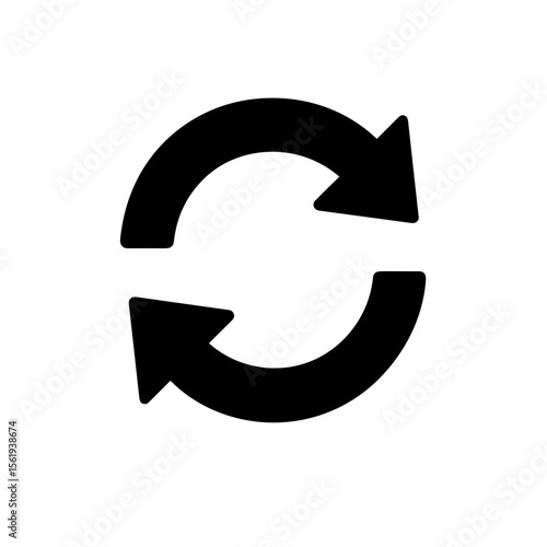 Solid icon of synchronization arrows – smart device update or refresh symbol