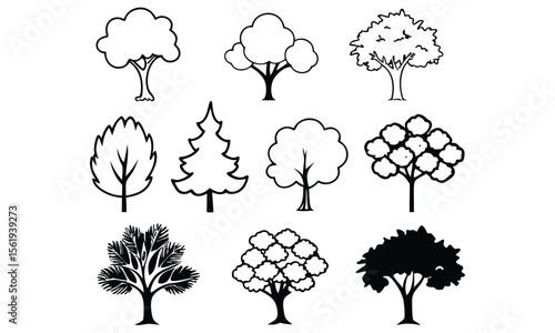 Collection of Hand-Drawn Tree Illustrations