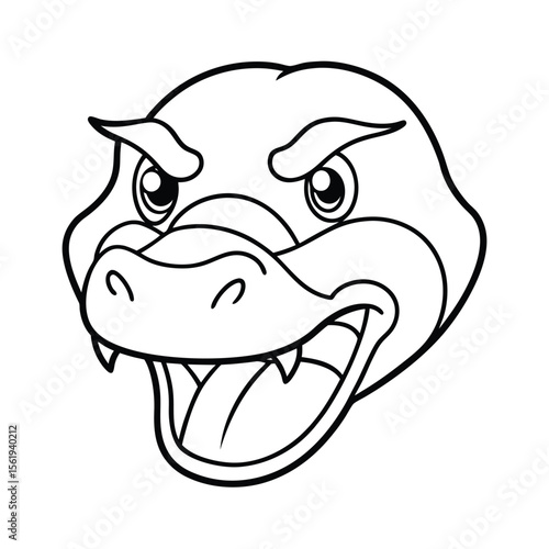 angry platypus head with flat bill and squint sketch version two on white background Vector illustration