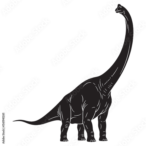 Apatosaurus in motion – silhouette captured in dynamic Apatosaurus vector – Apatosaurus illustration


